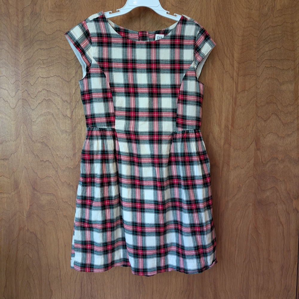 🎄 GAP Kids Holiday Plaid Dress With Pocket M